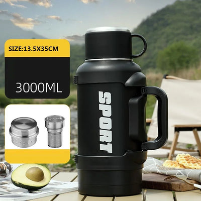 316 Stainless Steel Big Capacity Thermos Bottle 3L Outdoor Travel Coffee Mugs Thermal Vaccum Water Bottle Thermal Mug