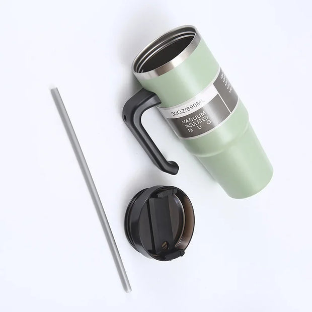 20Oz/30Oz Stainless Steel Vacuum Flask with Straw Car Thermal Cup Keeps Cold and Heat Thermal Mug Travel Thermal Water Bottle