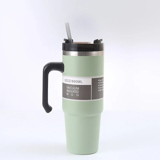 20Oz/30Oz Stainless Steel Vacuum Flask with Straw Car Thermal Cup Keeps Cold and Heat Thermal Mug Travel Thermal Water Bottle