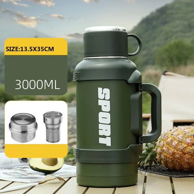 316 Stainless Steel Big Capacity Thermos Bottle 3L Outdoor Travel Coffee Mugs Thermal Vaccum Water Bottle Thermal Mug