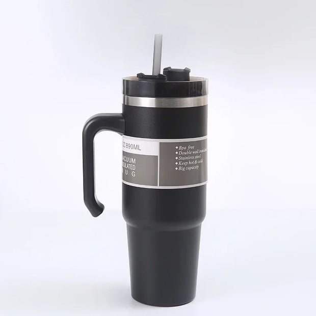 20Oz/30Oz Stainless Steel Vacuum Flask with Straw Car Thermal Cup Keeps Cold and Heat Thermal Mug Travel Thermal Water Bottle