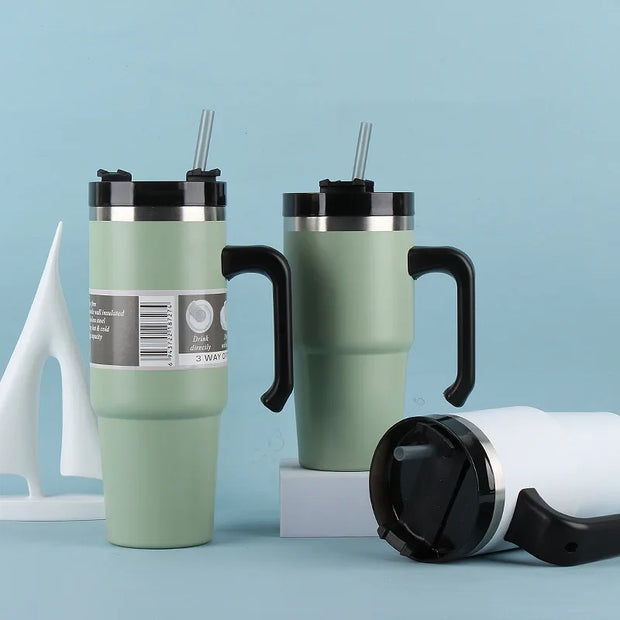 20Oz/30Oz Stainless Steel Vacuum Flask with Straw Car Thermal Cup Keeps Cold and Heat Thermal Mug Travel Thermal Water Bottle