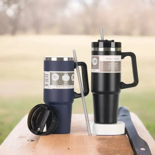 20Oz/30Oz Stainless Steel Vacuum Flask with Straw Car Thermal Cup Keeps Cold and Heat Thermal Mug Travel Thermal Water Bottle