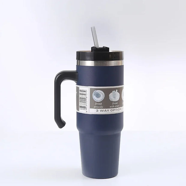 20Oz/30Oz Stainless Steel Vacuum Flask with Straw Car Thermal Cup Keeps Cold and Heat Thermal Mug Travel Thermal Water Bottle